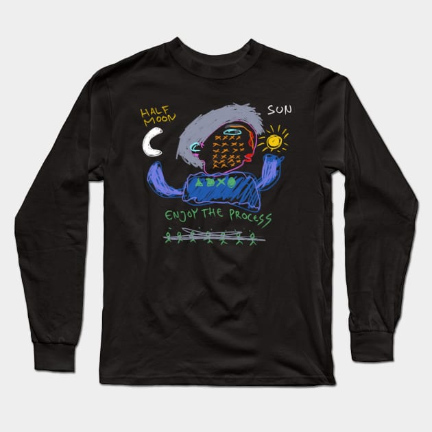 Hand Drawn Enjoy The Process Long Sleeve T-Shirt by Saestu Mbathi